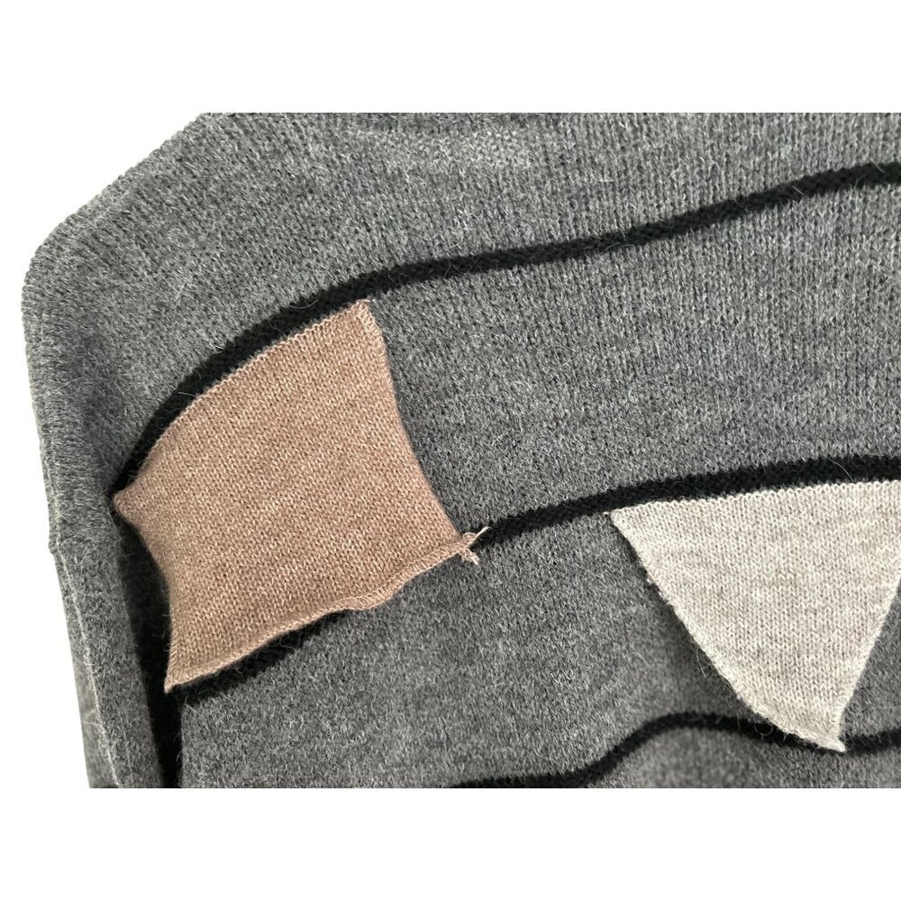 Italia 2000 Gray Patchwork Wool Knit Sweater With… - image 6